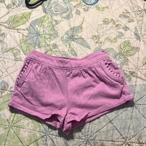 Purple shorts with pockets